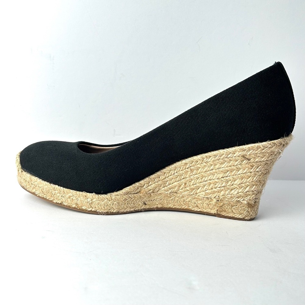 J. Crew Seville Espadrille Wedge‎ Heels Classic Canvas Black Wedges Shoes Size 7 - Picture 2 of 7